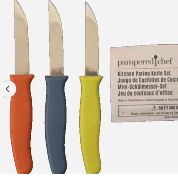 Pampered Chef Kitchen Paring Knife 3-Piece Set NIP 100035 Kitchen Tool Cooking - Picture 1 of 3